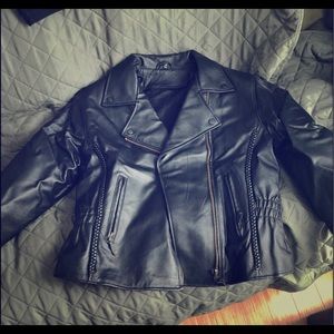 Women’s leather biker jacket